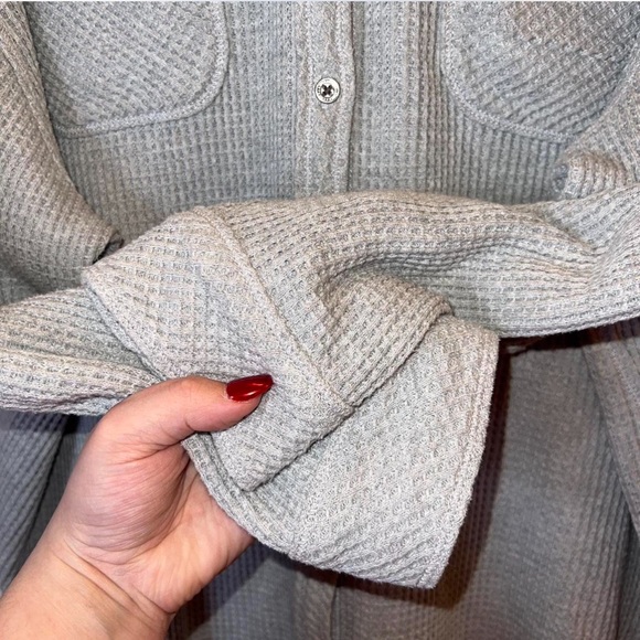 Aerie LumberJane Waffle Knit Shacket Overshirt – Gray Size Small - Picture 7 of 10